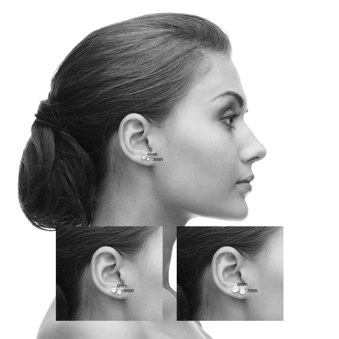 14K White Gold Ball Stud Earrings for Women, Lightweight Push-Back, 3Mm–9Mm Sizes, Gift Box Included