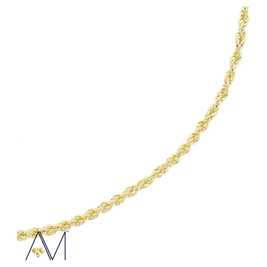 14K Yellow Gold 1.5Mm Rope Chain Necklace, 16–24 Inch, Lobster Clasp, Adult Unisex
