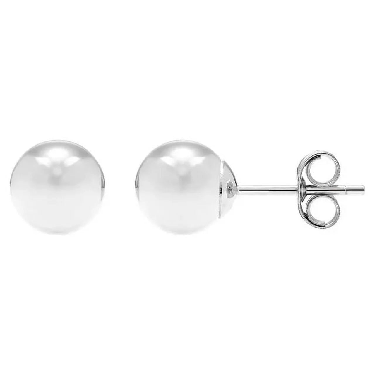 14K White Gold Ball Stud Earrings for Women, Lightweight Push-Back, 3Mm–9Mm Sizes, Gift Box Included