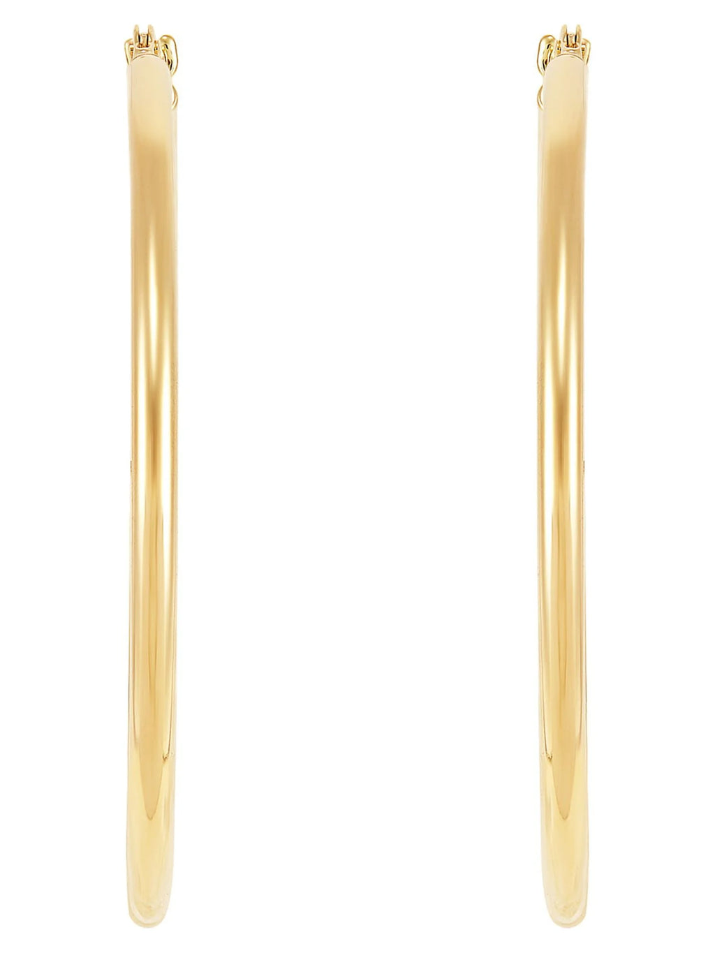 10K Yellow Gold 1.8Mmx35Mm round Hoop with Bridge Earrings