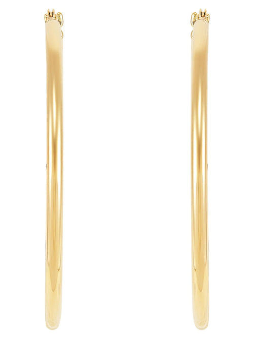 10K Yellow Gold 1.8Mmx35Mm round Hoop with Bridge Earrings